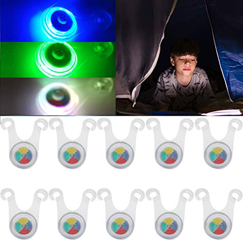 10 Stück LED Camping Seil Lichter in verschiedenen Farben, ideal für Outdoor-Aktivitäten und stimmungsvolle Beleuchtung beim Camping oder Angeln.