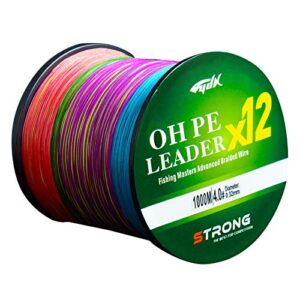 LPATTERN Angelschnur - 1000M geflochtene Schnur in bunten Farben, ideal für passionierte Angler, starke Belastbarkeit von 46.8 kg.