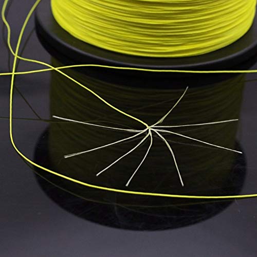 LSHEL Geflochtene Angelschnur in Gelb auf einer dunklen Oberfläche präsentiert, 1000m PE Faden mit hoher Knotenfestigkeit und ideal für verschiedene Angelarten.