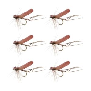 Set mit 6 LT Easiyl Schaum Daddy Long Legs Tan Fliegen auf Haken für das Fliegenfischen, ideal für Forellen und Lachse.
