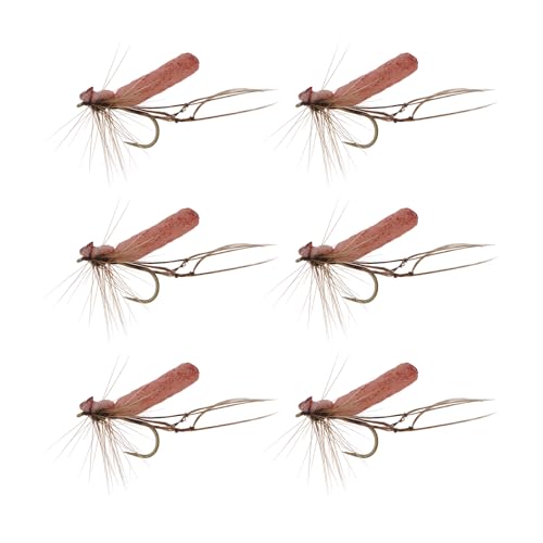 Set mit 6 LT Easiyl Schaum Daddy Long Legs Tan Fliegen auf Haken für das Fliegenfischen, ideal für Forellen und Lachse.