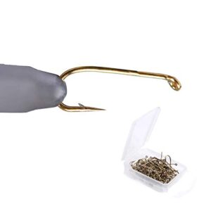 MAXIMUMCATCH Fliegenfischen Bindenmaterial Haken in goldener Farbe, ideal für trockene und nasse Fliegen, Nymphen und Caddis Pupa, umweltfreundliche Barbless-Haken in verschiedenen Größen