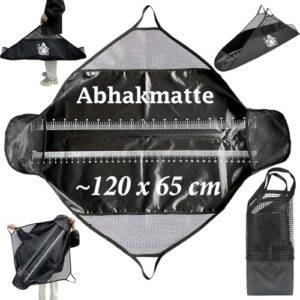 Njord Kalastus Abhakmatte für Angler, 120x65cm, mit Maßband und praktischen Griffen für schonendes Messen, Wiegen und Transportieren von Fischen.