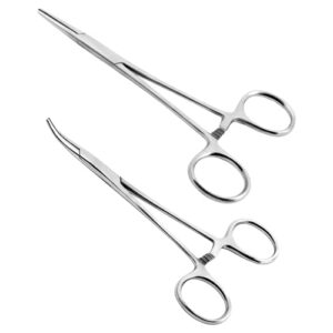 Ainiv 2 Stück Piercingzange Set aus Edelstahl mit geraden und gebogenen Zangen, ideal für DIY Handwerk und Haustierpflege, selbstverriegelndes Design für sicheren Halt