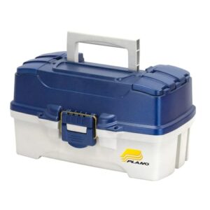 Plano Gerätebox mit zwei Fächern in Blau-Metallic und Cremefarben für die Aufbewahrung von Werkzeugen und Zubehör