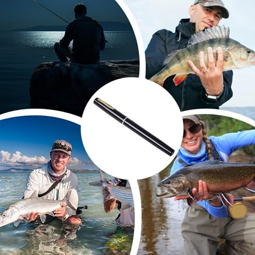 Pocket Pen Fishing Rod – Kompakte Angelrute für Outdoor-Enthusiasten in einer Collage mit Anglern und Fischen, die die Freude am Angeln zeigen.