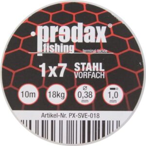 Predax Stahlvorfach 1x7 in brauner Farbe, 10m Spule mit 0.38mm Durchmesser und 18kg Tragkraft für Angler und Fischerei