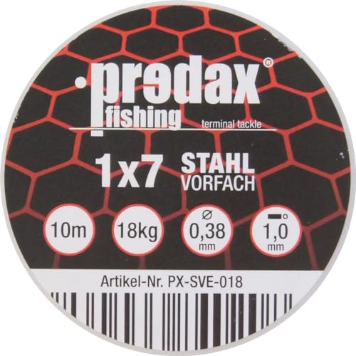Predax Stahlvorfach 1x7 in brauner Farbe, 10m Spule mit 0.38mm Durchmesser und 18kg Tragkraft für Angler und Fischerei