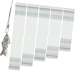 Realure 50 Stück Stahlvorfach Set für Hecht Angeln mit Edelstahl Vorfächern, geeignet für Süßwasser und Salzwasser, inklusive Wirbel und Snaps.