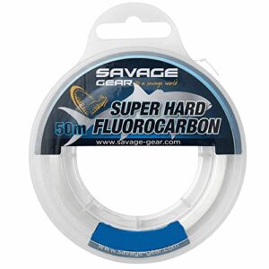 Savage Gear Super Hard 0,60mm Fluorocarbon Vorfachschnur 50m in transparenter Verpackung, ideal für Meeresmontagen und Angeln.