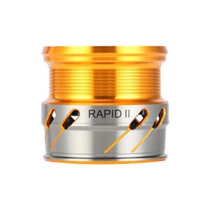 Seaknight RAPIDII Spinnrolle in glänzendem Orange und Silber, ideal für Salzwasser- und Süßwasserangeln mit einer maximalen Zugkraft von 15 kg und korrosionsbeständigen Komponenten.