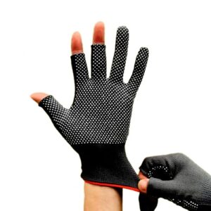 SEMINISMAR Angelhandschuhe in Schwarz, funktionale 3-Finger-Handschuhe für Angeln, Jagd und Outdoor-Aktivitäten, atmungsaktiv mit Anti-Rutsch-Design