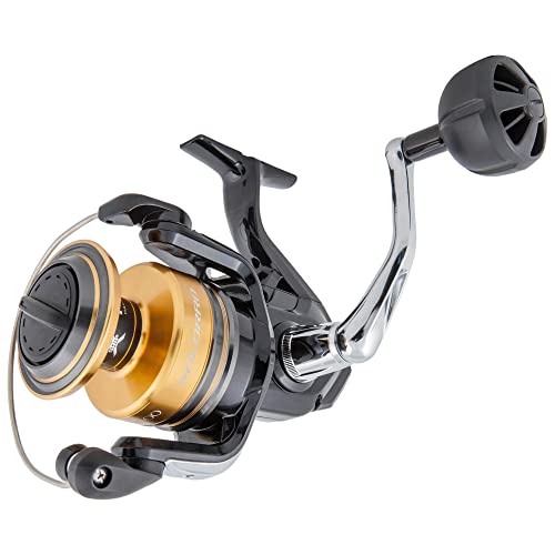 Shimano Socorro 8000F SW Offshore Spinnrolle in Schwarz und Gold, perfekte Wahl für Angler, robustes Design für Salzwasserfischen.