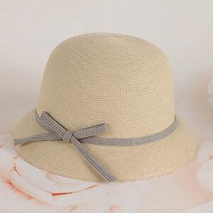 Verstellbarer Damen-Strohhut im japanischen Stil mit kleiner Krempe in beige, ideal für Sommeraktivitäten wie Strandurlaub und Wandern.