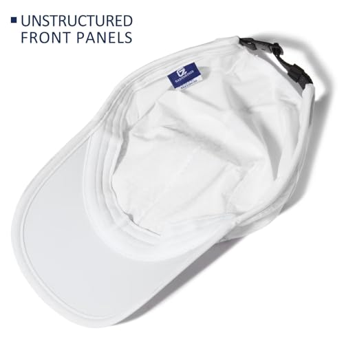 Weiße Sport Cap mit weichem Schirm, atmungsaktivem Material und verstellbarem Verschluss, ideal für Outdoor-Aktivitäten und Sport.