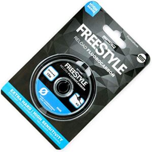 Verpackung der Spro Freestyle Fluorocarbon Vorfachschnur mit 15m Länge, 0.35mm Durchmesser und 7.52kg Tragkraft, ideal für das Angeln von Zander und Barsch.