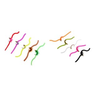 Buntes Squirmy Wormy Forellen-Wurmfliegen-Sortiment, 10 handgeknüpfte Fliegen in verschiedenen Farben für Angler, geeignet für Forelle, Barsch und Panfish.