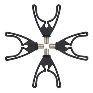 Vier robuste Steinn Rutenauflagen in moderner Y-Form aus schwarzem Kunststoff mit metallischem Kern, ideal zur Sicherung von Angelruten und Ausrüstung.