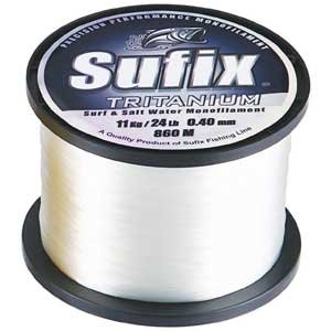 Sufix Tritanium Clear 0,40mm Monofile Schnur auf einer Spule mit klarer, glatter Schnur für Angler, geeignet für Süß- und Salzwasserfischen.