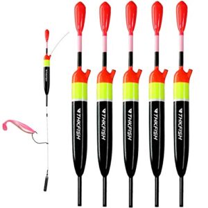 THKFISH Posen Angelset mit fünf bunten Angelfloats in verschiedenen Größen, ideal für Crappie, Panfish und Walleyes, hergestellt aus hochdichtem EVA-Schaumstoff für Langlebigkeit und Sichtbarkeit.
