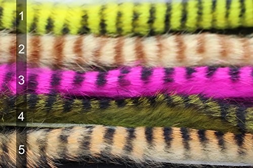 Zonkerstreifen aus Kaninchenfell in Schwarz, ideal für das Fliegenfischen auf Barsch und Forellen, 4 mm Breite, 5 Stück, hochwertige Textur für kreative Fliegenbinder.