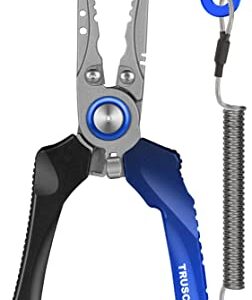 TRUSCEND Premium Angelzange mit Wolframschneider und Spaltring-Hakenentferner, geeignet für Salzwasser- und Süßwassereinsatz, aus leichtem und korrosionsbeständigem Aluminium gefertigt.