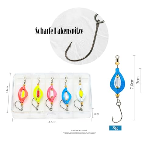 Twist Spoons Forelle UV-Aktiv Set mit fünf farbigen Twister Spinnern in praktischer Box für erfolgreiches Forellenangeln.