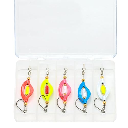 Set von Twist Spoons Forelle UV-Aktiv in einer transparenten Aufbewahrungsbox mit bunten Kunstködern für das Forellenangeln, ideal zur Attraktion von Raubfischen.
