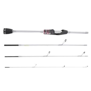 Ultraleichte, tragbare Kohlefaser-Angelrute im zerlegten Zustand, ideal für Outdoor-Angelausflüge und optimale Handhabung beim Lachsforellenangeln.