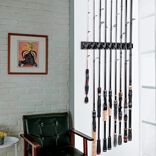 PLUSINNO vertikaler Angelrutenhalter zur Wandmontage, ideal für die Aufbewahrung von bis zu 18 Angelruten, geeignet für Ruten mit einem Durchmesser von 3-19 mm.