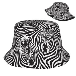 Stylischer VunKo Boho Bucket Hat mit Zebra-Muster für Sommer und Outdoor-Aktivitäten, geeignet für Damen und Herren.