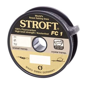 WAKU Schnur STROFT FC1 Fluorocarbon 100m, 0,200mm Durchmesser mit 3,6kg Tragkraft, ideal für Angeln, transparente Farbe für bessere Tarnung im Wasser.