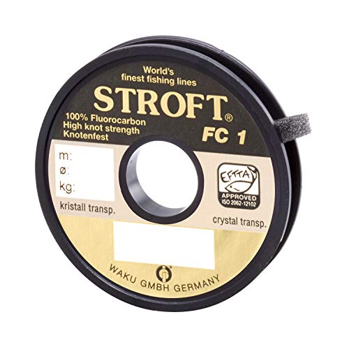 WAKU Schnur STROFT FC1 Fluorocarbon 25m mit 0,240mm Durchmesser und 5,2kg Tragkraft - ideale Angelschnur für Angler.