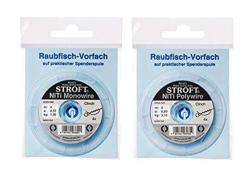 WAKU Stroft Vorfachschnur NiTi Monowire in einer transparenten Verpackung, 4m, 0.20mm Durchmesser, 4.2kg Zuglast für Angler
