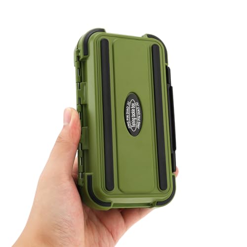 Wasserdichte Angelausrüstungsbox mit 24 Fächern in grün, ideal zur Aufbewahrung und Organisation von Angelzubehör wie Haken und Ködern.