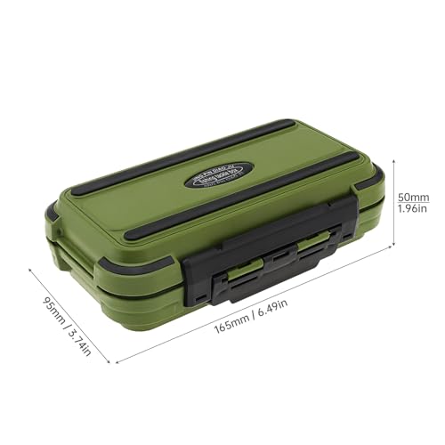 Wasserdichte Angelausrüstungsbox mit 24 Fächern und robuster Konstruktion in olivgrün, ideal für die Aufbewahrung von Angelzubehör und Zubehörteilen.