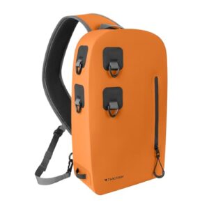 Wasserdichter Angelrucksack mit luftdichtem Reißverschluss, orange, ideal für Outdoor-Aktivitäten wie Angeln und Wandern.