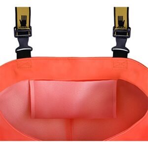 Wathose S5 Sicherheitsstiefel in leuchtendem Orange und Gelb für Angeltouren und Teicharbeiten, 100% wasserdicht und isoliert, Kategorie S5 Sicherheitsstandard.