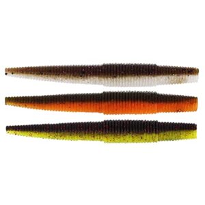 Westin Jigs 11cm 7g Ned Worm in Dark Water Mix, ideal für Nedrigs, Dropshotrigs und Wacky Rigs, präsentiert in drei Farbvarianten mit strukturiertem Design.