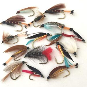 Wet Fly Selection Seatrout: Hochwertiges Set mit 16 verschiedenen Fliegen in verschiedenen Farben und Designs für erfolgreiches Fliegenfischen auf Seebrassen.