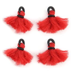 Set aus vier roten Schwimmindikatoren aus Garn für Fliegenfischer, ideal für die Drifthakenpositionierung und als Bissanzeiger beim Angeln.