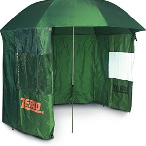 Zebco Angelschirm Schirmzelt in grün mit einem Durchmesser von 2,20 Metern, ideal für Angler und Outdoor-Aktivitäten, bietet Schutz vor Sonne und Regen.