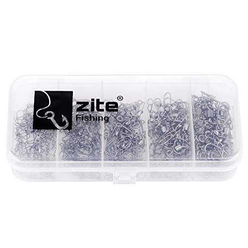 Zite Fishing Sicherheits-Wirbel-Set mit 150 Angelwirbel in einer angeordneten Box, ideal für alle Angler mit verschiedenen Größen und Schnur-Stoppern.