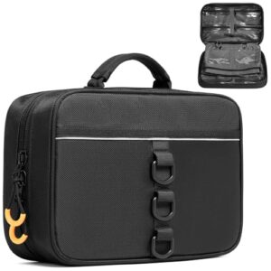 FRETHIND Angeltasche in Schwarz mit 8 Innenfächern und 3 Außentaschen, ideal für die Organisation von Angelausrüstung und Ködern, wasserdicht und leicht, perfekt für Angler.