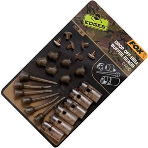Fox Edges Camo Drop Off Heli Buffer Bead Kit - 6 Pufferperlen für Karpfenmontagen mit camouflage Hintergrund für natürlichen Angelstil
