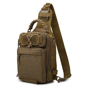 Robuste und wasserdichte Lixada Angeltasche in khakifarbener Ausführung mit mehreren Taschen und Molle-Befestigungssystem, ideal für Angler und Outdoor-Aktivitäten.