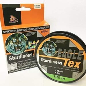 Verpackung und Spule der Soytich Fluorocarbon Angelschnur mit 0,18mm Durchmesser und 100m Länge, ideal für Angler auf der Suche nach hoher Qualität und Leistungsfähigkeit.