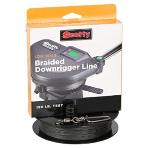 Hochwertiges Downrigger-Gerät mit niedriger Reibung, Teststärke 68 kg und Spulenzahl 122 m im W/Kit-Set in Schwarz
