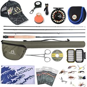 Maximumcatch Amigo Fliegenfischen Rute und Rolle Set 9FT 4 Teile, perfekte Angelrute für jeden Angler