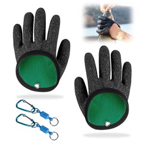 Mitening 2 Stück wasserdichte Angelhandschuhe, Angelhandschuhe für den sicheren Umgang mit Hecht, Wels und Zander - Magnetverschluss